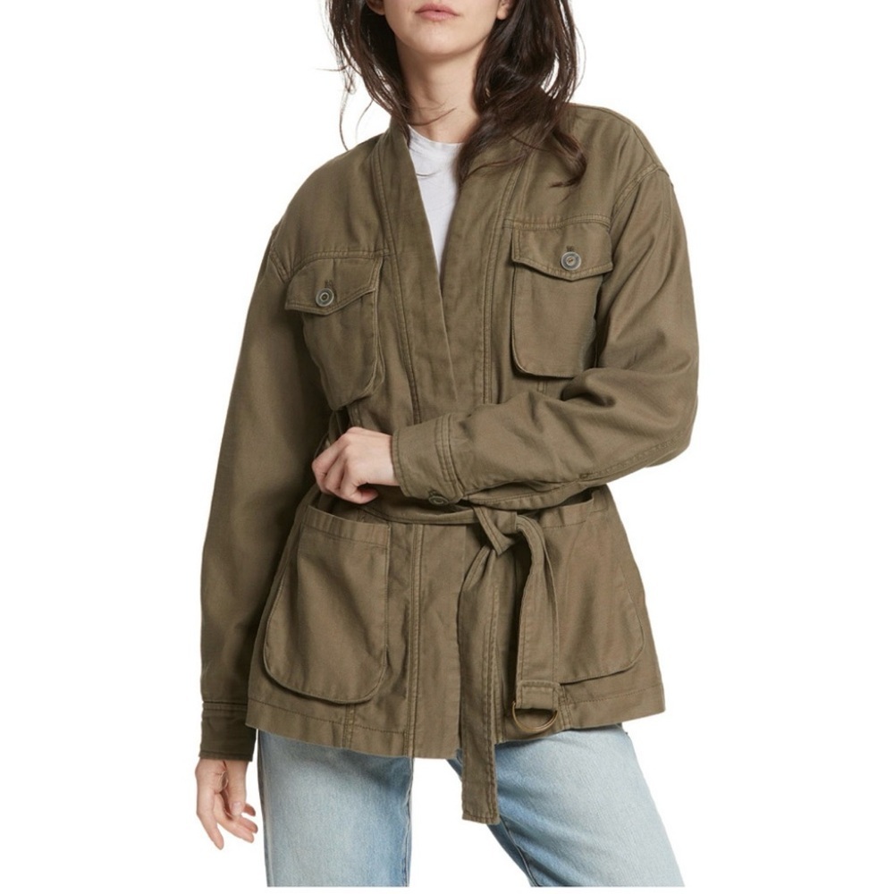Free People Army “In Our Nature” Cargo Jacket Olive Green Utility Size S